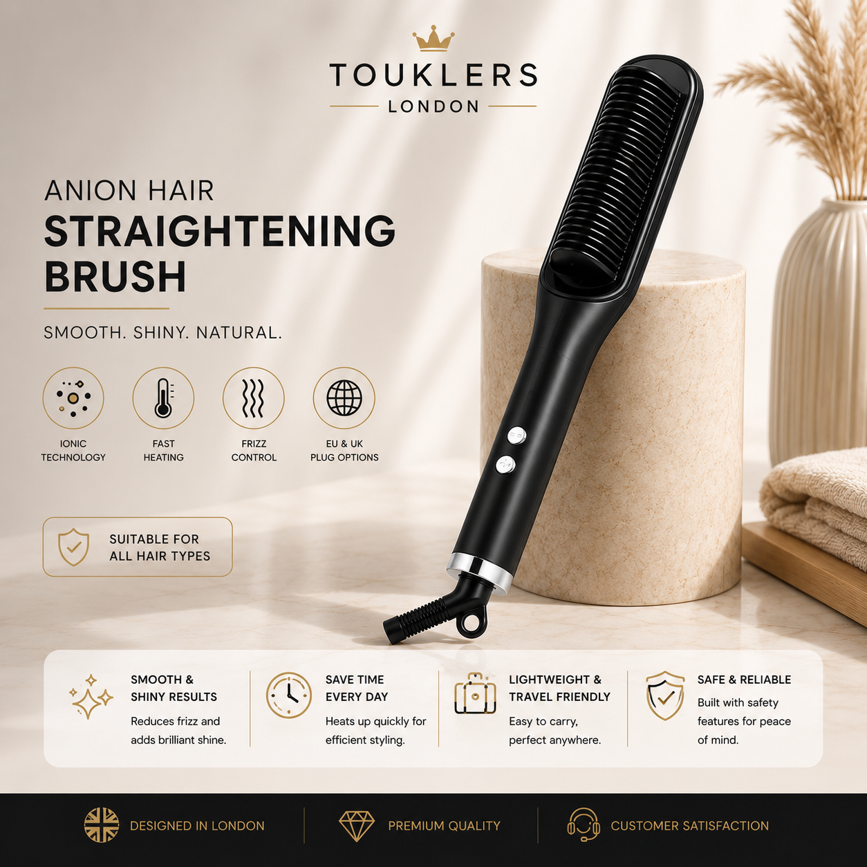 Professional Hair Straightener by Touklers for Smooth & Silky Hair | UK & Europe