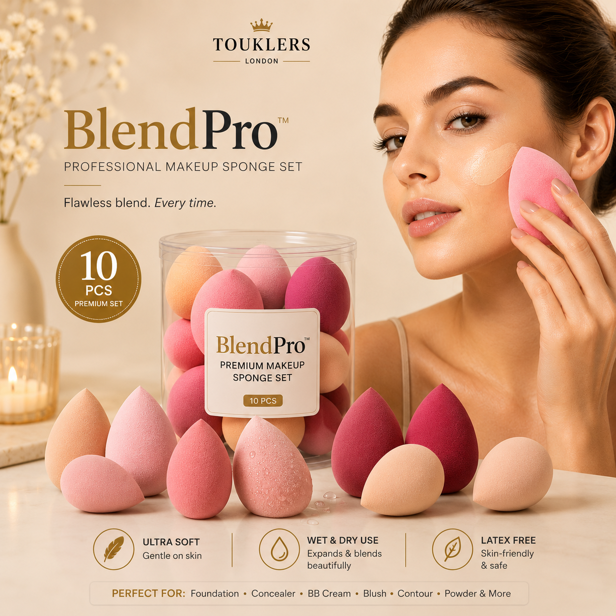 Touklers Professional Makeup sponge set| UK & Europe