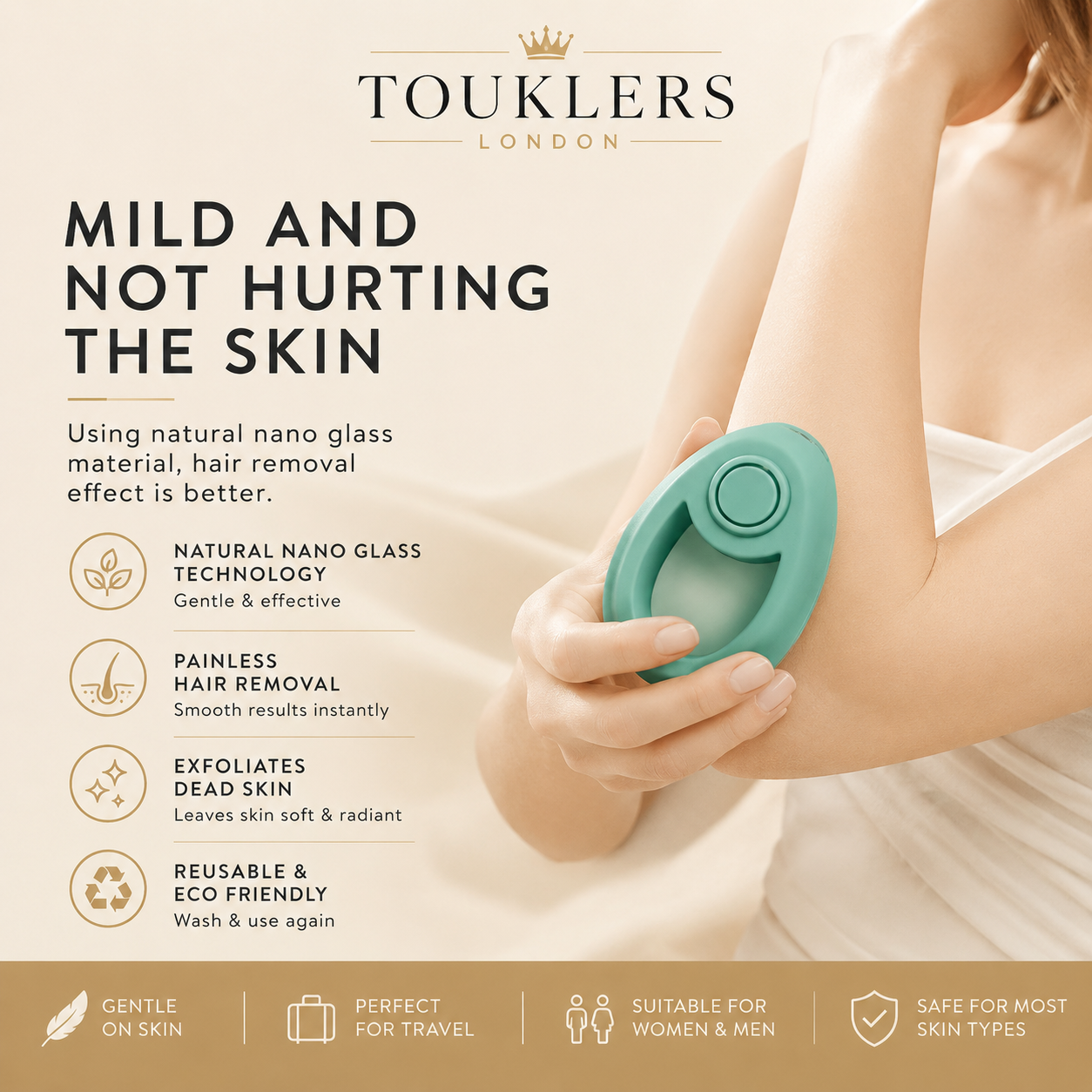 Touklers CrystalSmooth Pro™ Nano Crystal Hair Removal Tool | UK & Europe