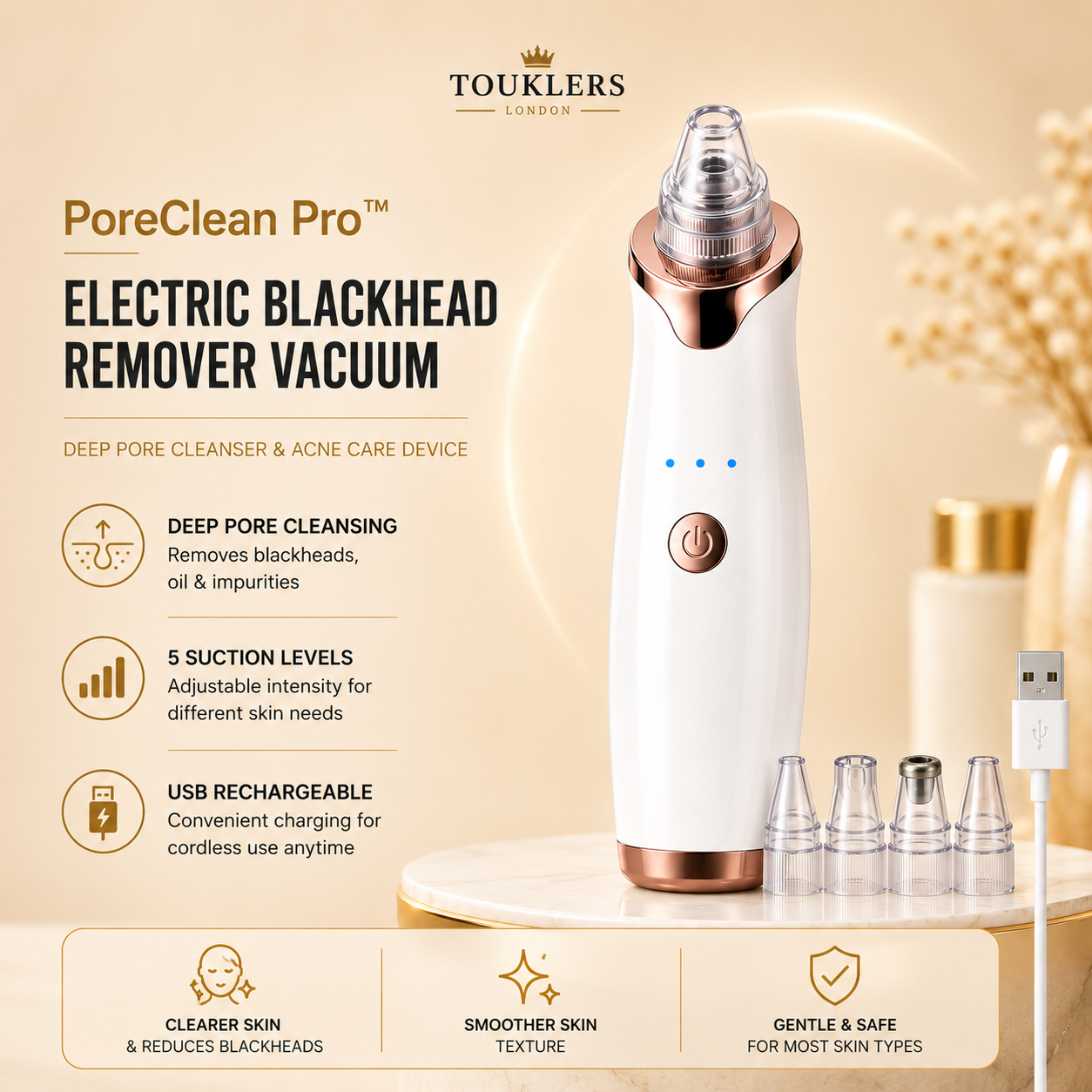 Touklers Electric Blackhead Remover Vacuum | UK & Europe