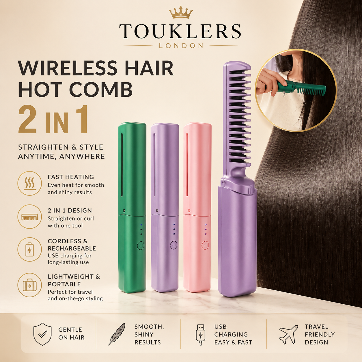 Professional Hair Straightener by Touklers for Smooth & Silky Hair | UK & Europe
