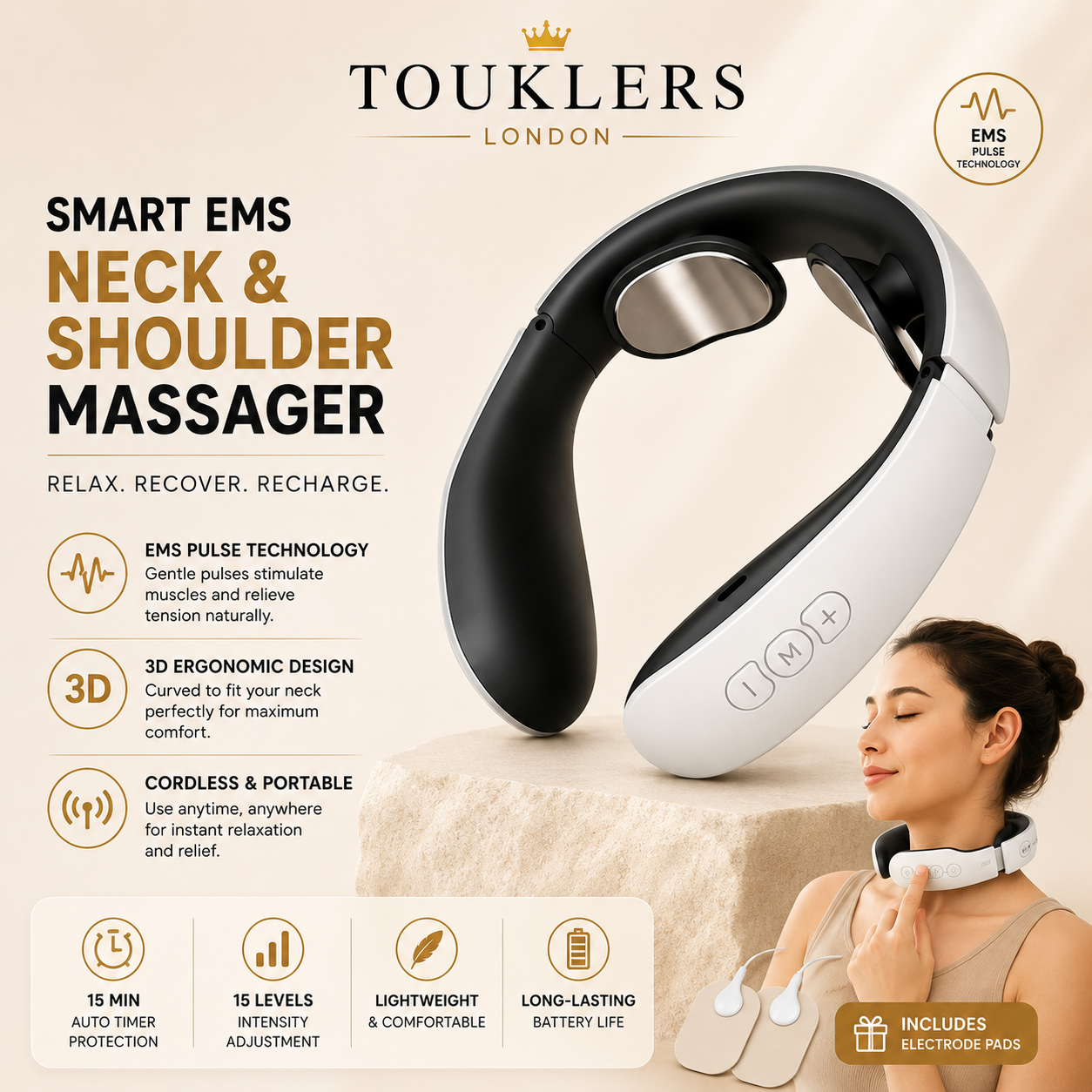 Touklers Smart Ems Neck&Shoulder Massager | UK & Europe